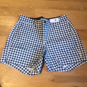 Navy blue and white gingham shorts NWT
